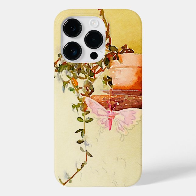 Coques Case-Mate iPhone Aquarelle Plante pointillé et papillon (Verso)