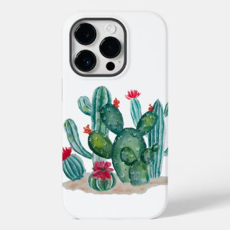 Coque Pour iPhone 14 Pro Aquarelle Plantes de fleurs de cactus