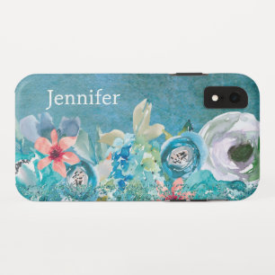 Case-Mate iPhone Case Aquarelle rose et turquoise florale personnalisée