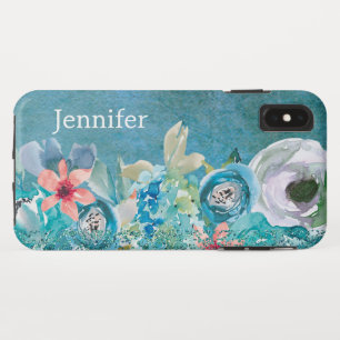 Case-Mate iPhone Case Aquarelle rose et turquoise florale personnalisée