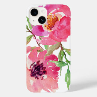 Coque Pour iPhone 14 Aquarelle rose Fille Motif Floral