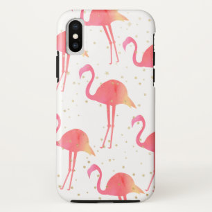Case-Mate iPhone Case Aquarelle rose Flamingo Pattern Or Étincelles