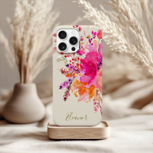Case-Mate iPhone Case Aquarelle rose or Floral Nom personnalisé