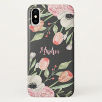 Aquarelle rose pâle Monogramme floral