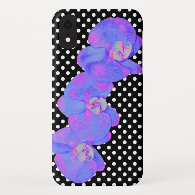 Coques Case-Mate iPhone Aquarelle rose violet Orchidée peinture, pois (Dos)