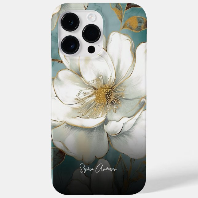 Coques Case-Mate iPhone Aquarelle Roses Fleur avec votre Monogramme (Verso)