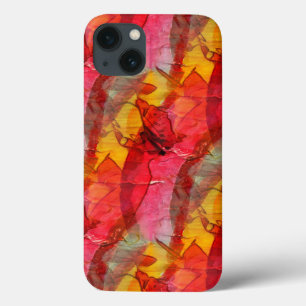 iPhone 13 Coque Aquarelle rouge jaune