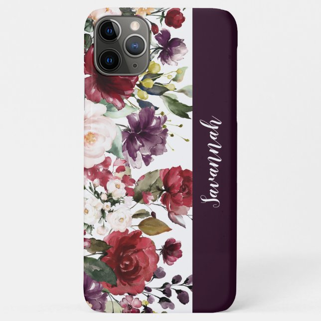 Coques Case-Mate iPhone Aquarelle rouge violet rose rose de l'eau Monogram (Dos)