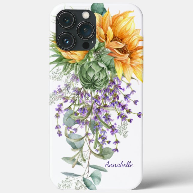 Coques Case-Mate iPhone Aquarelle tournesol Eucalyptus Lavender Floral (Verso)
