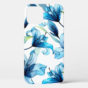Case-Mate iPhone Case Aquarelle transparente motif avec nénuphars bleus