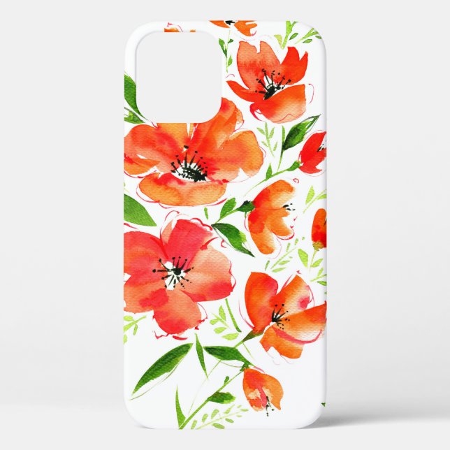 Coques Case-Mate iPhone Aquarelle transparente motif oranges poppies fleur (Verso)