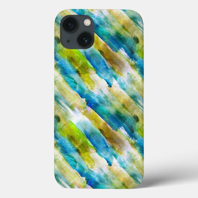 Coques Case-Mate iPhone Aquarelle vert abstrait, bleu (Verso)