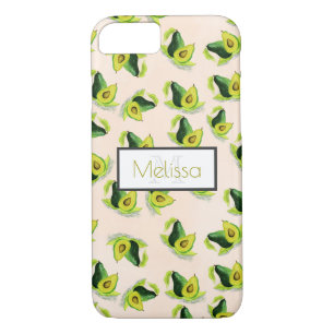 Coque Case-Mate Pour iPhone Aquarelle vert Avocados Motif avec monogramme