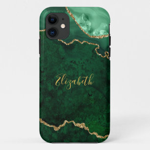 Case-Mate iPhone Case Aquarelle Vert Marbre Or Géode Agate