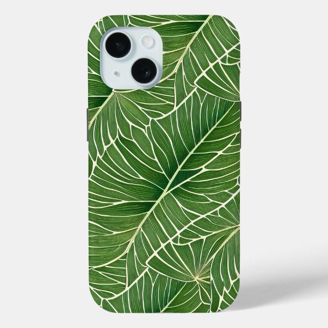 Coques Case-Mate iPhone Aquarelle verte Feuille  Motif (Verso)