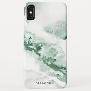 Case-Mate iPhone Case Aquarelle verte moderne Monogramme en marbre Ombre