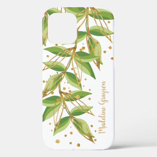 Coques Case-Mate iPhone Aquarelle verte personnalisée (Verso)