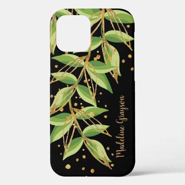 Coques Case-Mate iPhone Aquarelle verte personnalisée (Verso)