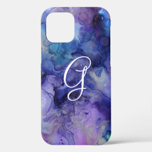 Case-Mate iPhone Case Aquarelle violette et bleu Galaxie initiale