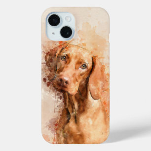 Coque Pour iPhone 15 Aquarelle Vizsla