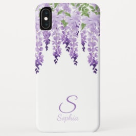 Coque Pour iPhone 14 Aquarelle Wisteria Nom personnalisé Monogramme