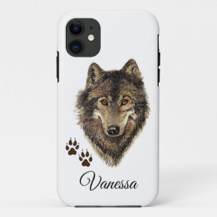 Case-Mate iPhone Case Aquarelle Wolf & Traces Nom personnalisé
