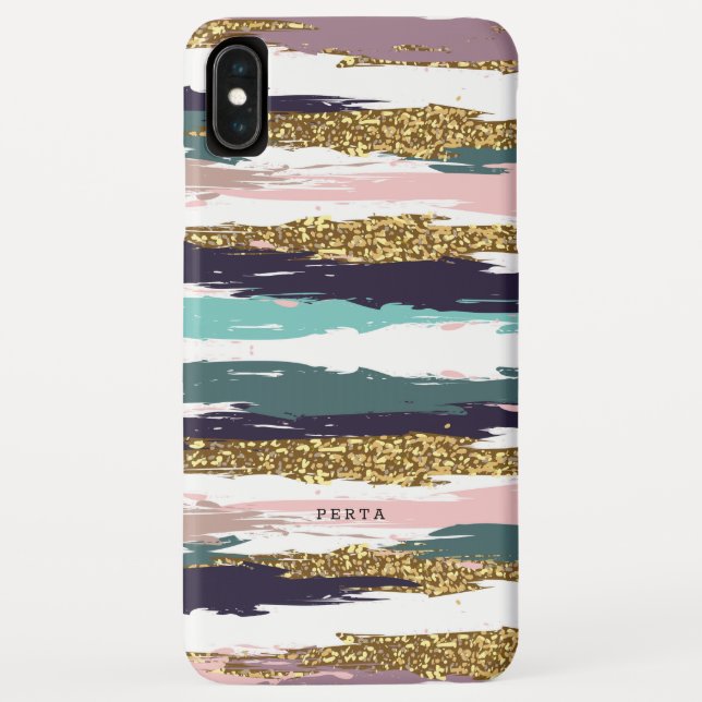Coques Case-Mate iPhone Aquarelles Messy rayures or parties scintillant ac (Dos)