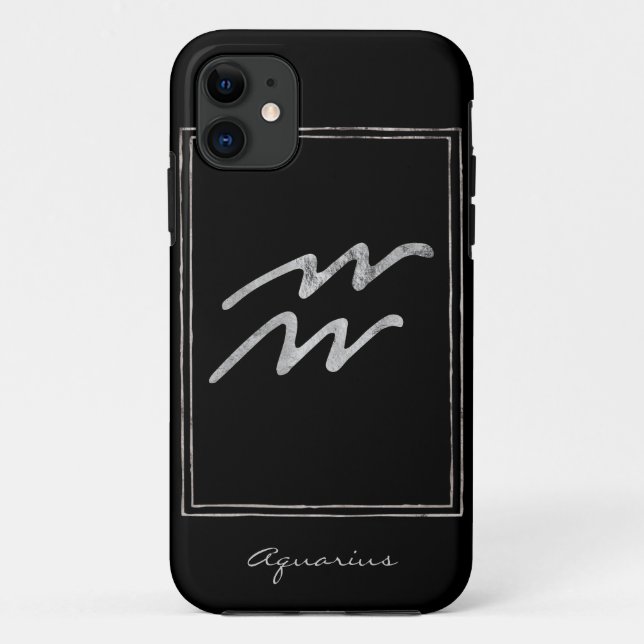 Coques Case-Mate iPhone Aquarius martelé argent stylisé astrologie zodiac (Dos)
