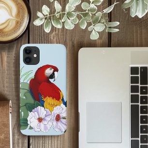 Case-Mate iPhone Case Ara Macao Rouge Perroquet Tropical Hibiscus Blanc 