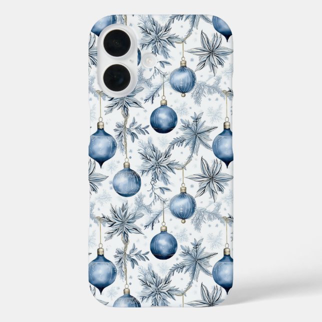 Coques Case-Mate iPhone Arbre de Noël bleu Motif (Verso)