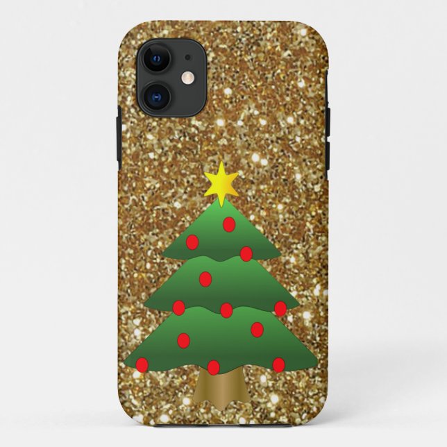 Coques Case-Mate iPhone Arbre de Noël Parties scintillant d'or (Dos)