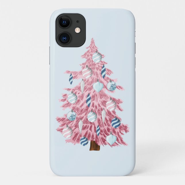 Coques Case-Mate iPhone Arbre de Noël rose Festif (Dos)