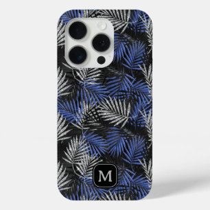Coque iPhone 15 Pro Arbre Palmier Paillettes Argent Monogramme Moderne
