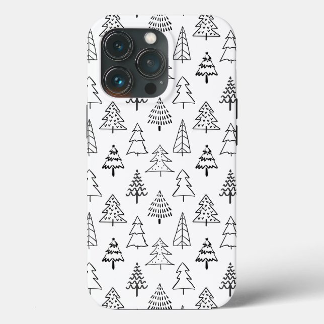 Coques Case-Mate iPhone Arbres de Noël Motif noir et blanc (Verso)