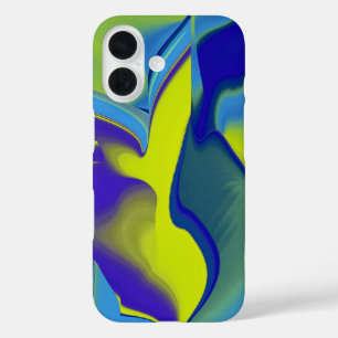 Coques iPhone 16 Arc-en-ciel 3D Abstrait dans jaune violet vert