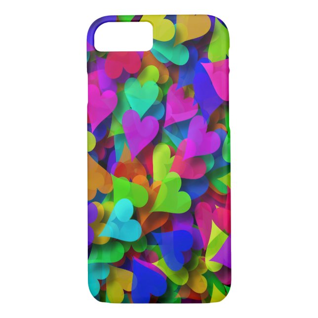 Coques Case-Mate iPhone Arc-en-ciel abstrait de coeurs (Dos)