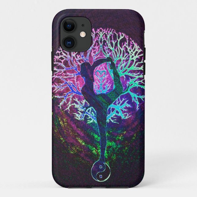 Coques Case-Mate iPhone Arc-en-ciel de paix d'arbre de yoga (Dos)