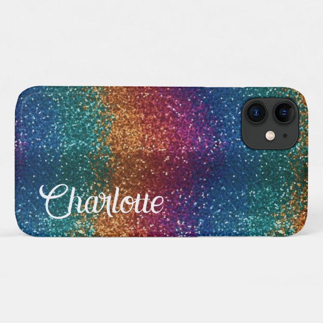 Coques Case-Mate iPhone Arc-en-ciel Élégant métal personnalisé (Dos (Horizontal))
