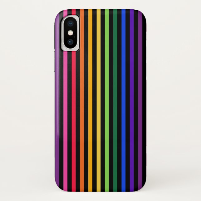 Coques Case-Mate iPhone Arc-en-ciel et rayures noires (Dos)