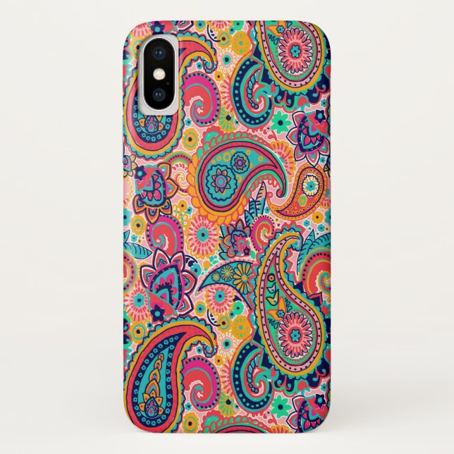 Coques Case-Mate iPhone Arc-en-ciel lumineux Paisley (Dos)