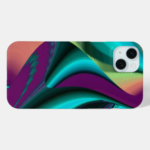 Coque iPhone 15 Mini Arc-en-ciel métallique Abstrait futuriste