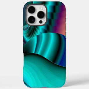 Coques iPhone 16 Pro Max Arc-en-ciel métallique Abstrait futuriste