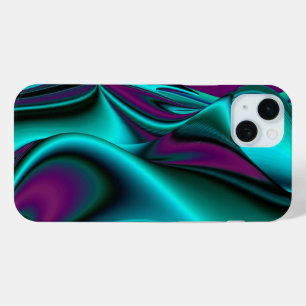 Coque iPhone 15 Mini Arc-en-ciel métallique Abstrait futuriste