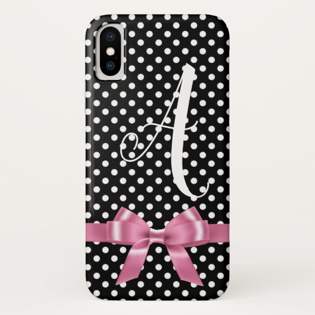 Coques Case-Mate iPhone Arc pois noir blanc personnaliser l'alphabet (Dos)