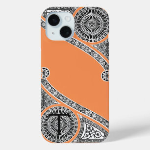Coque Pour iPhone 15 ARCHITECTURE DE RENAISSANCE Tangerine Orange Monog