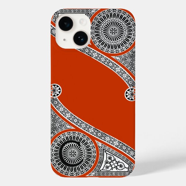 Coques Case-Mate iPhone ARCHITECTURE RENAISSANCE Monogramme rouge orange (Verso)