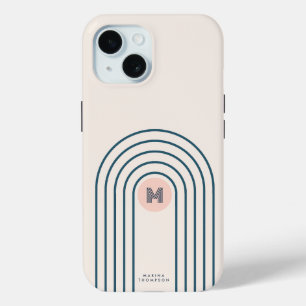 Coque Pour iPhone 15 Arcs de lignes géométriques Abstraites Pastel