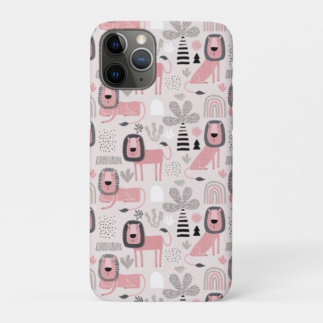 Coques Case-Mate iPhone Arcs-en-ciel rose noir Lions Boho (Dos)