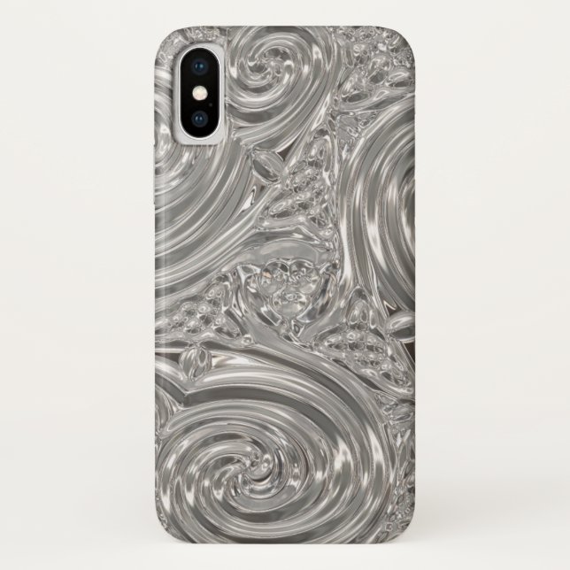 Coques Case-Mate iPhone Argent élégant victorien art nouveau gris abstrait (Dos)