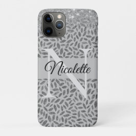 Case-Mate iPhone Case Argent Glitterie Plumes Monogramme Élégant